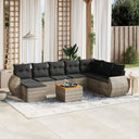 vidaXL 9-piece Poly Rattan Lounge Set with Cushions Black