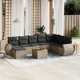 vidaXL 9-piece Poly Rattan Lounge Set with Cushions Black