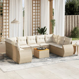 vidaXL 10-Piece Lounge Set with Cushions Poly Rattan Black