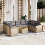 vidaXL 10-Piece Lounge Set with Cushions Poly Rattan Black