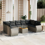 vidaXL 10-Piece Lounge Set with Cushions Poly Rattan Black