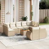 vidaXL 10-Piece Lounge Set with Cushions Poly Rattan Black