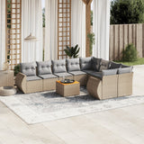 vidaXL 10-Piece Lounge Set with Cushions Poly Rattan Black
