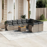 vidaXL 10-Piece Lounge Set with Cushions Poly Rattan Black