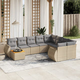 vidaXL 10-Piece Lounge Set with Cushions Poly Rattan Black