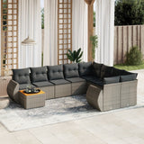 vidaXL 10-Piece Lounge Set with Cushions Poly Rattan Black