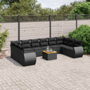 vidaXL 11-Piece Lounge Set with Cushions Poly Rattan Black