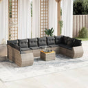 vidaXL 11-Piece Lounge Set with Cushions Poly Rattan Black