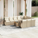 vidaXL 11-Piece Lounge Set with Cushions Poly Rattan Black