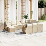 vidaXL 11-Piece Lounge Set with Cushions Poly Rattan Black