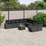 vidaXL 11-Piece Lounge Set with Cushions Poly Rattan Black