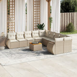 vidaXL 11-Piece Lounge Set with Cushions Poly Rattan Black