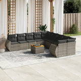 vidaXL 11-Piece Lounge Set with Cushions Poly Rattan Black