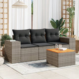 vidaXL 4-delige Loungeset met kussens poly rattan zwart