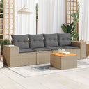 vidaXL 5-delige Loungeset met kussens poly rattan zwart
