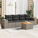 vidaXL 5-delige Loungeset met kussens poly rattan zwart