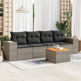 vidaXL 5-delige Loungeset met kussens poly rattan zwart