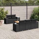 vidaXL 6-delige Loungeset met kussens poly rattan zwart