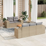 vidaXL 6-delige Loungeset met kussens poly rattan zwart