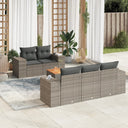 vidaXL 6-delige Loungeset met kussens poly rattan zwart