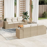 vidaXL 7-Piece Lounge Set with Cushions Poly Rattan Black
