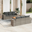 vidaXL 7-Piece Lounge Set with Cushions Poly Rattan Black