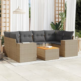 vidaXL 7-delige Loungeset met kussens poly rattan zwart