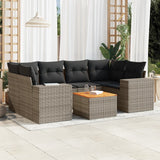 vidaXL 7-delige Loungeset met kussens poly rattan zwart