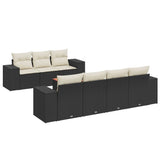 vidaXL 8-delige Loungeset met kussens poly rattan zwart