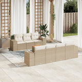 vidaXL 8-delige Loungeset met kussens poly rattan zwart