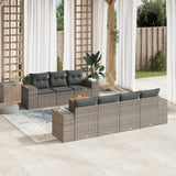 vidaXL 8-delige Loungeset met kussens poly rattan zwart