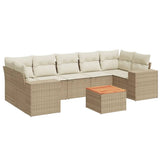 vidaXL 8-delige Loungeset met kussens poly rattan zwart