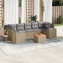 vidaXL 8-delige Loungeset met kussens poly rattan zwart