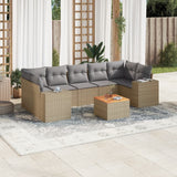 vidaXL 8-delige Loungeset met kussens poly rattan zwart