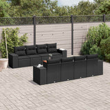 vidaXL 9-delige Loungeset met kussens poly rattan zwart