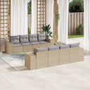 vidaXL 9-delige Loungeset met kussens poly rattan zwart