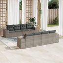 vidaXL 9-delige Loungeset met kussens poly rattan zwart