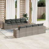 vidaXL 9-delige Loungeset met kussens poly rattan zwart