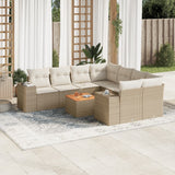 vidaXL 9-delige Loungeset met kussens poly rattan zwart