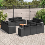 vidaXL 13-Piece Poly Rattan Lounge Set with Cushions Black