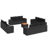 vidaXL 13-Piece Poly Rattan Lounge Set with Cushions Black
