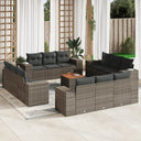vidaXL 13-Piece Poly Rattan Lounge Set with Cushions Black