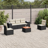 vidaXL 6-delige Loungeset met kussens poly rattan zwart
