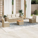 vidaXL 6-delige Loungeset met kussens poly rattan zwart