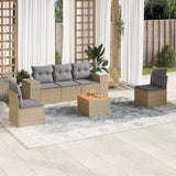 vidaXL 6-delige Loungeset met kussens poly rattan zwart