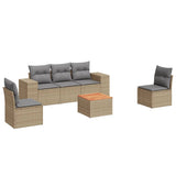 vidaXL 6-delige Loungeset met kussens poly rattan zwart