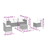 vidaXL 6-delige Loungeset met kussens poly rattan zwart