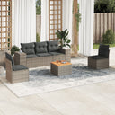 vidaXL 6-delige Loungeset met kussens poly rattan zwart