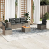 vidaXL 6-delige Loungeset met kussens poly rattan zwart