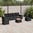 vidaXL 7-delige Loungeset met kussens poly rattan zwart